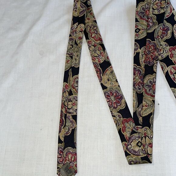 Talbott Studio Dress Tie Mens Size 58" Black Beige Floral 100% Silk Designer US - Picture 7 of 12